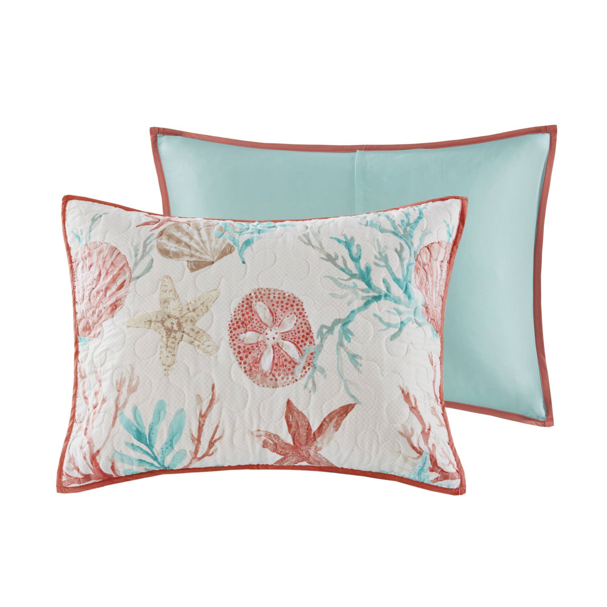 Pebble Beach - 6 Piece Reversible Coverlet Set - Coral