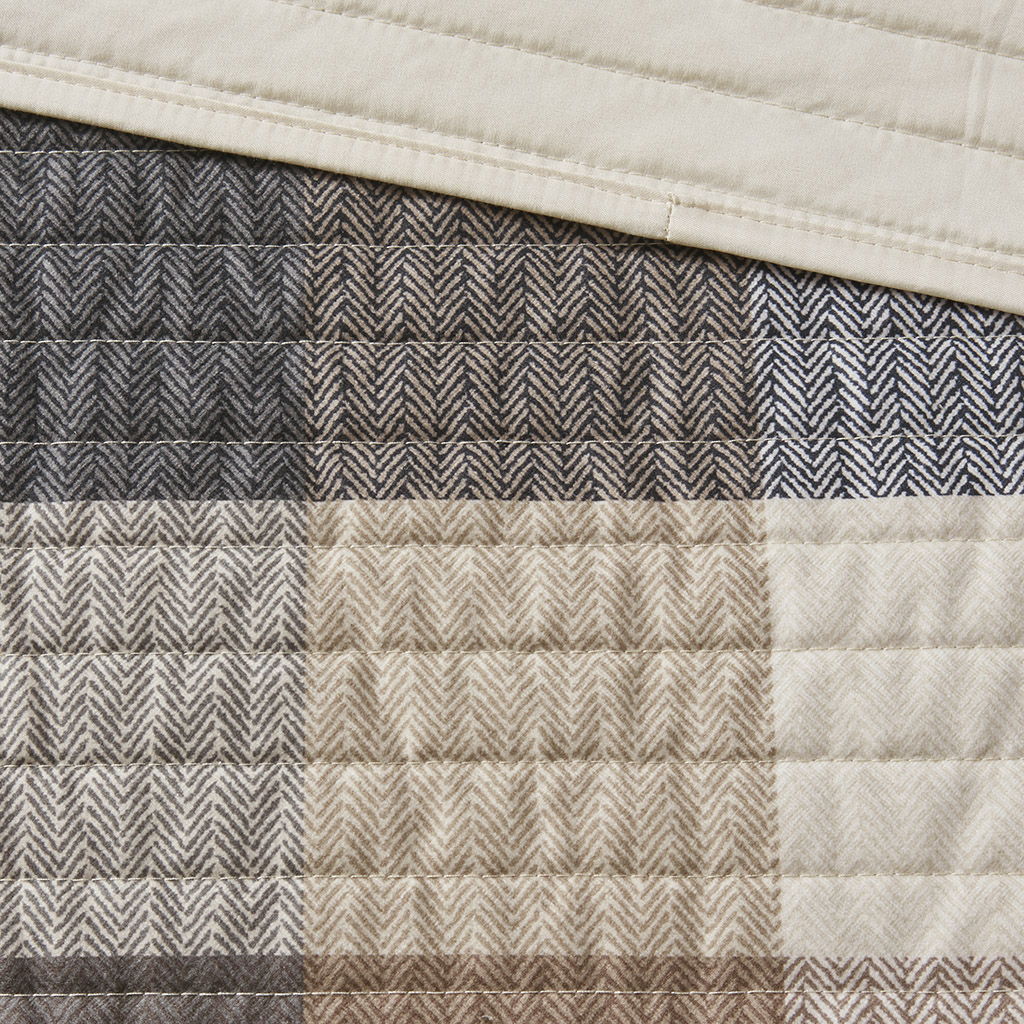 Ridge - 6 Piece Herringbone Coverlet Set - Neutral