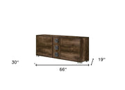 66" Brown Wood Three Drawer Double Dresser