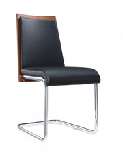 Set of Two Black and Silver Upholstered Faux Leather Dining Parsons Chairs