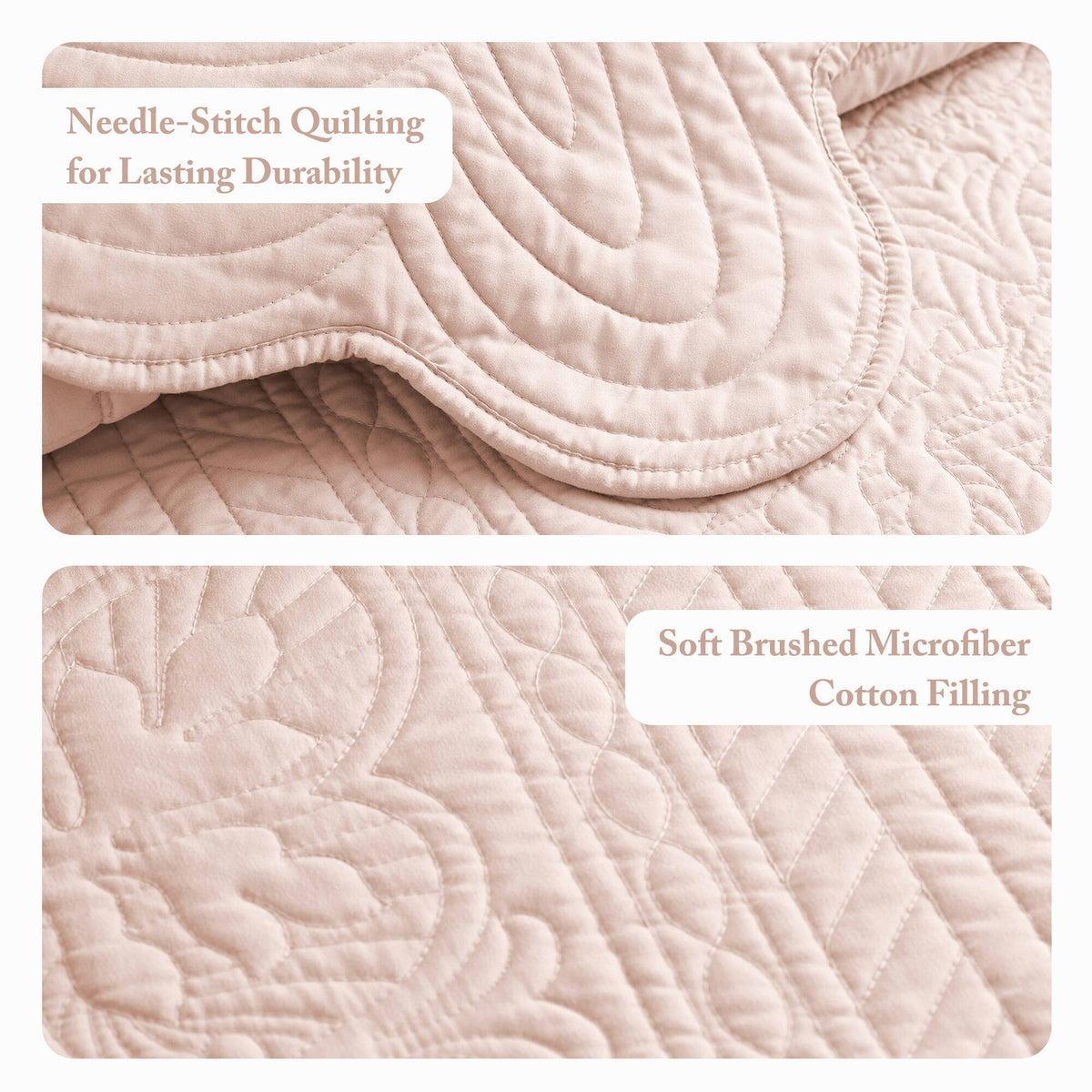 Tuscany - King 3 Piece Reversible Scalloped Edge Coverlet Set - Blush