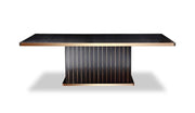 95" Black and Gold Wood Pedestal Base Dining Table