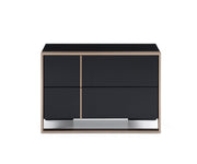20" Black Wood Two Drawer Nightstand