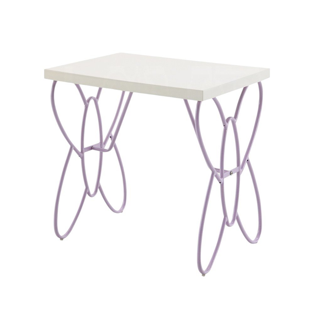22" Lilac Steel and Wood Nightstand