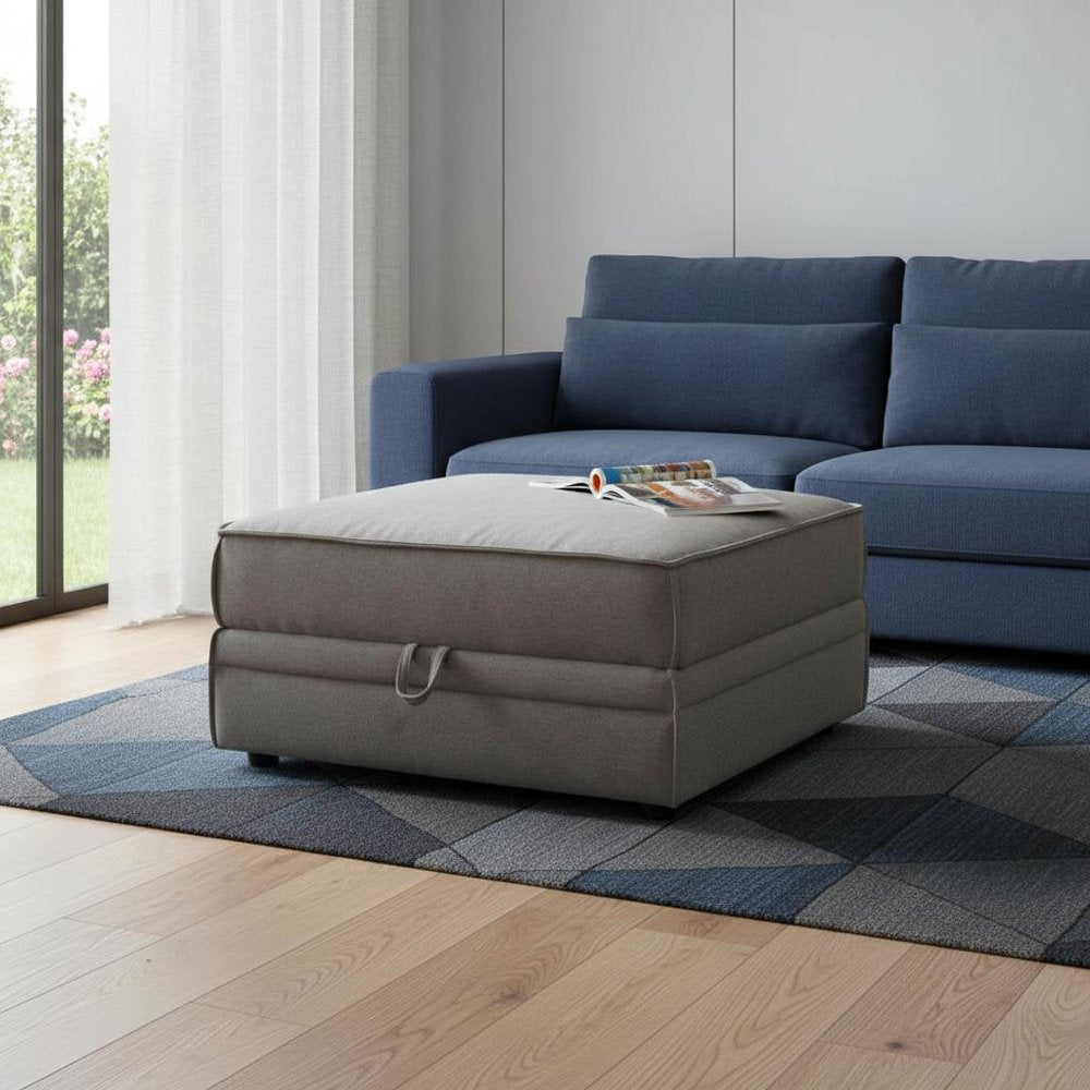 30" Gray Velvet Storage Ottoman