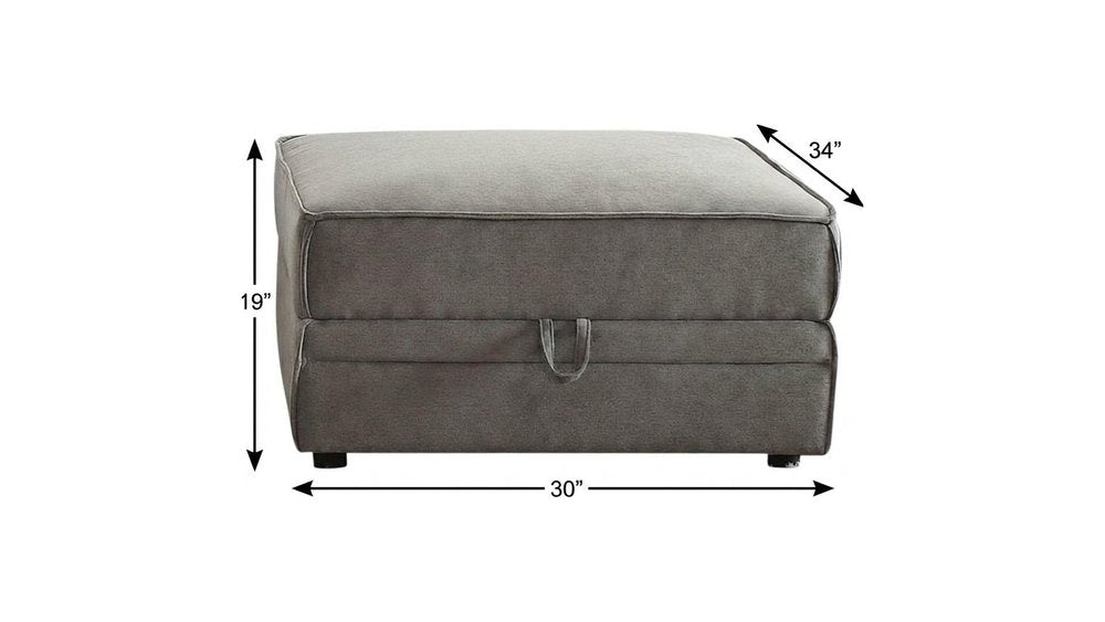 30" Gray Velvet Storage Ottoman
