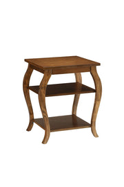 23" Teal Blue Wood Bow Leg End Table With Two Shelves