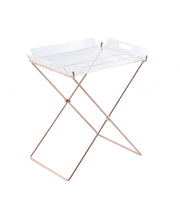 22" Clear and Copper Acrylic and Metal Tray Table