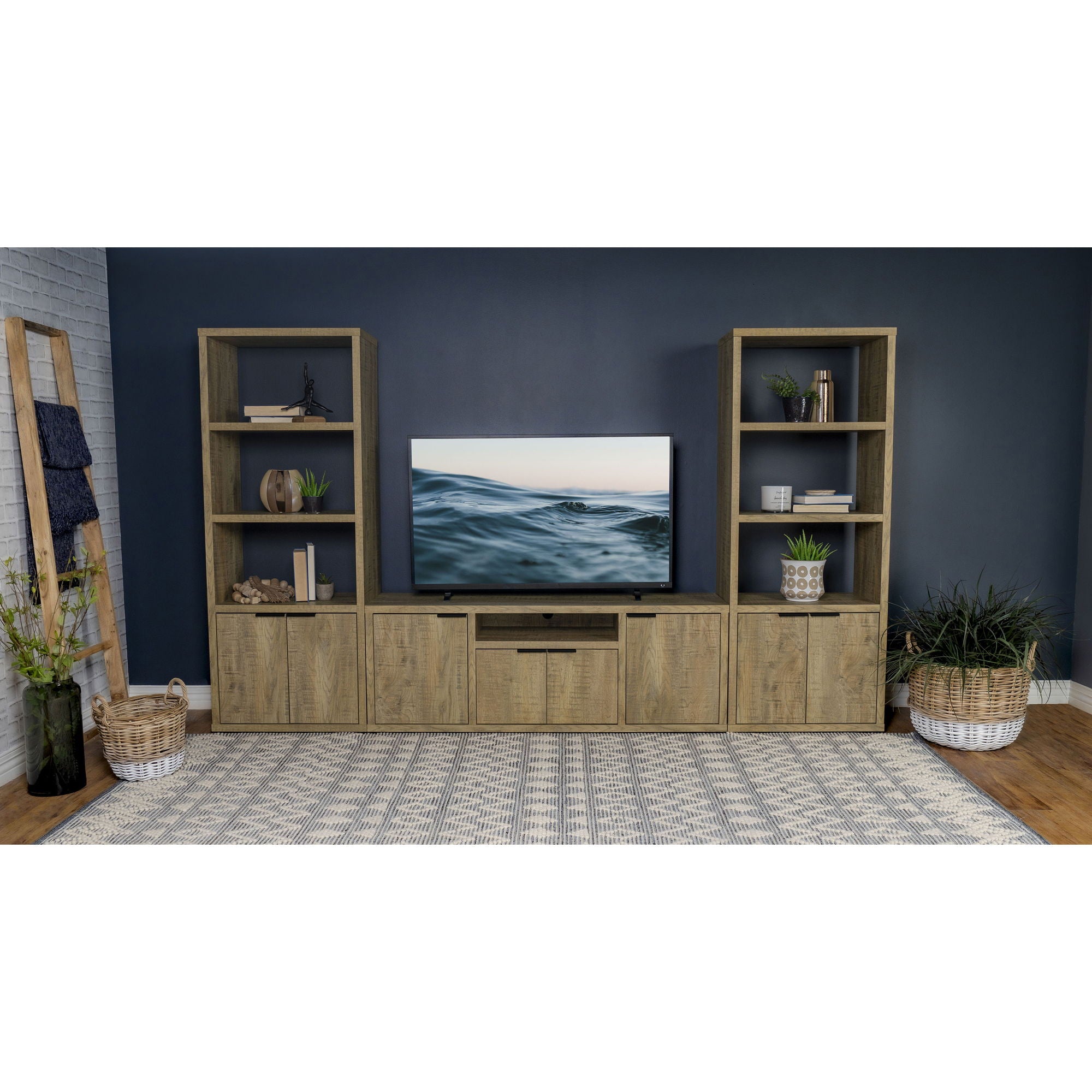 Noriega - 3 Piece TV Entertainment Center, Open & Concealed Storage - Wood