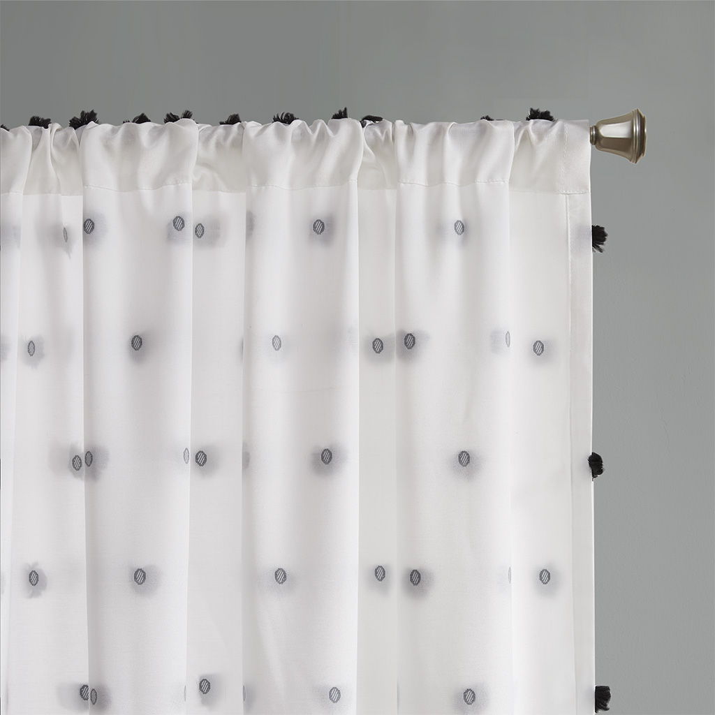 Sophie - Pom Pom Embellished Window Panel - Black