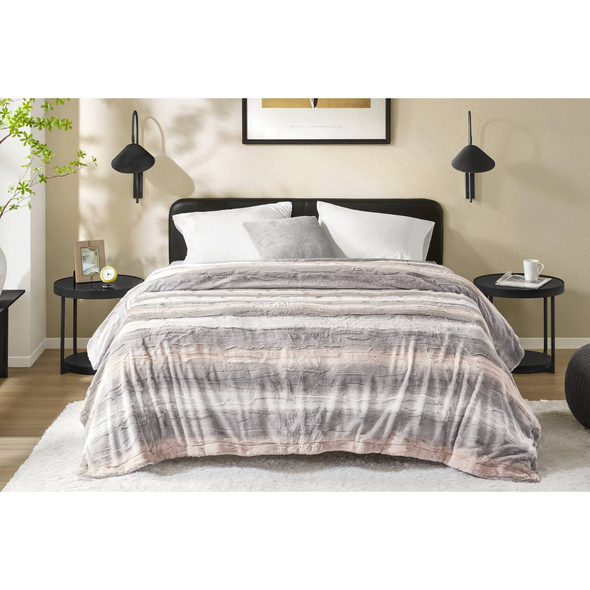 Zuri - 66" x 90" Blanket - Blush / Gray