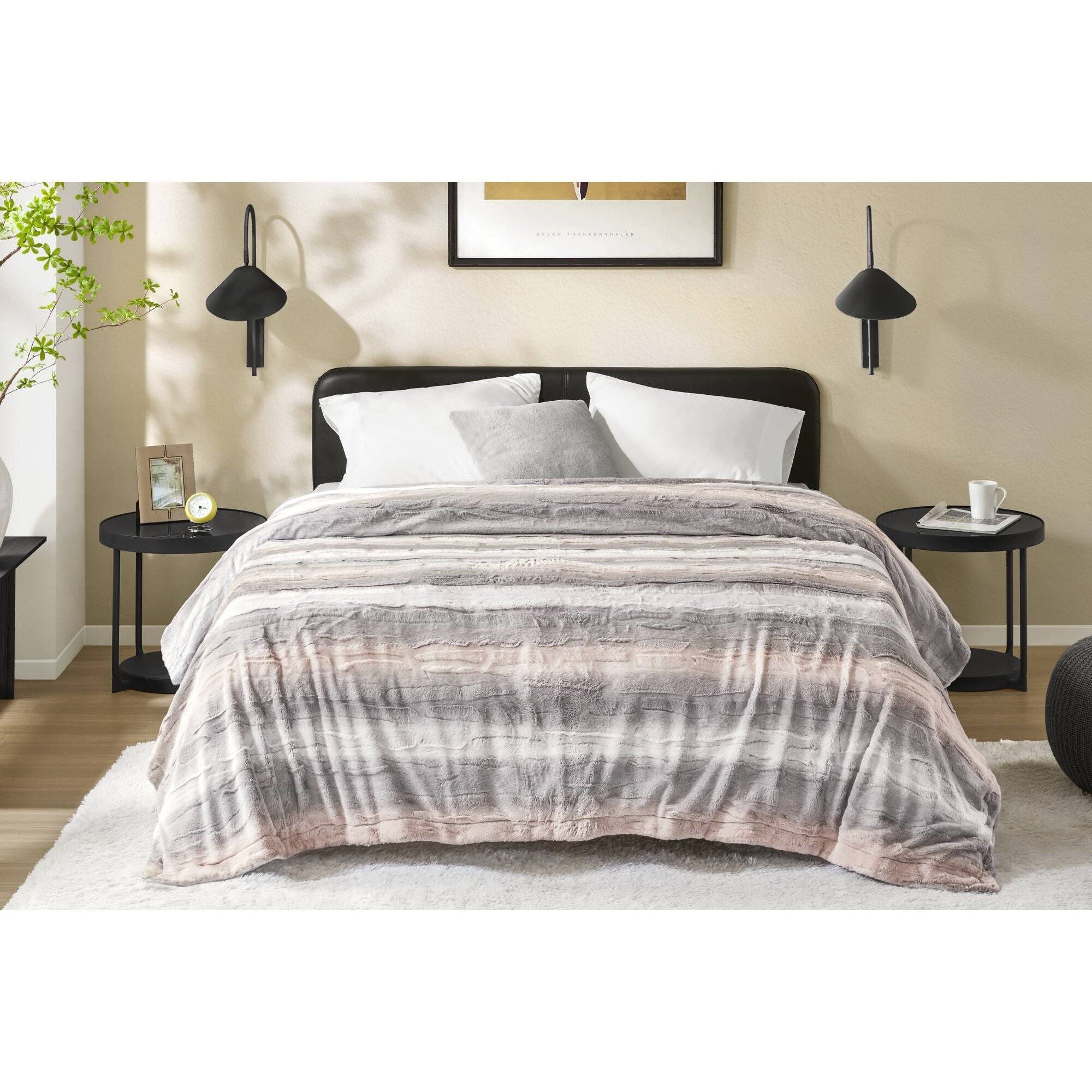 Zuri - 108" x 90" Blanket - Blush / Gray