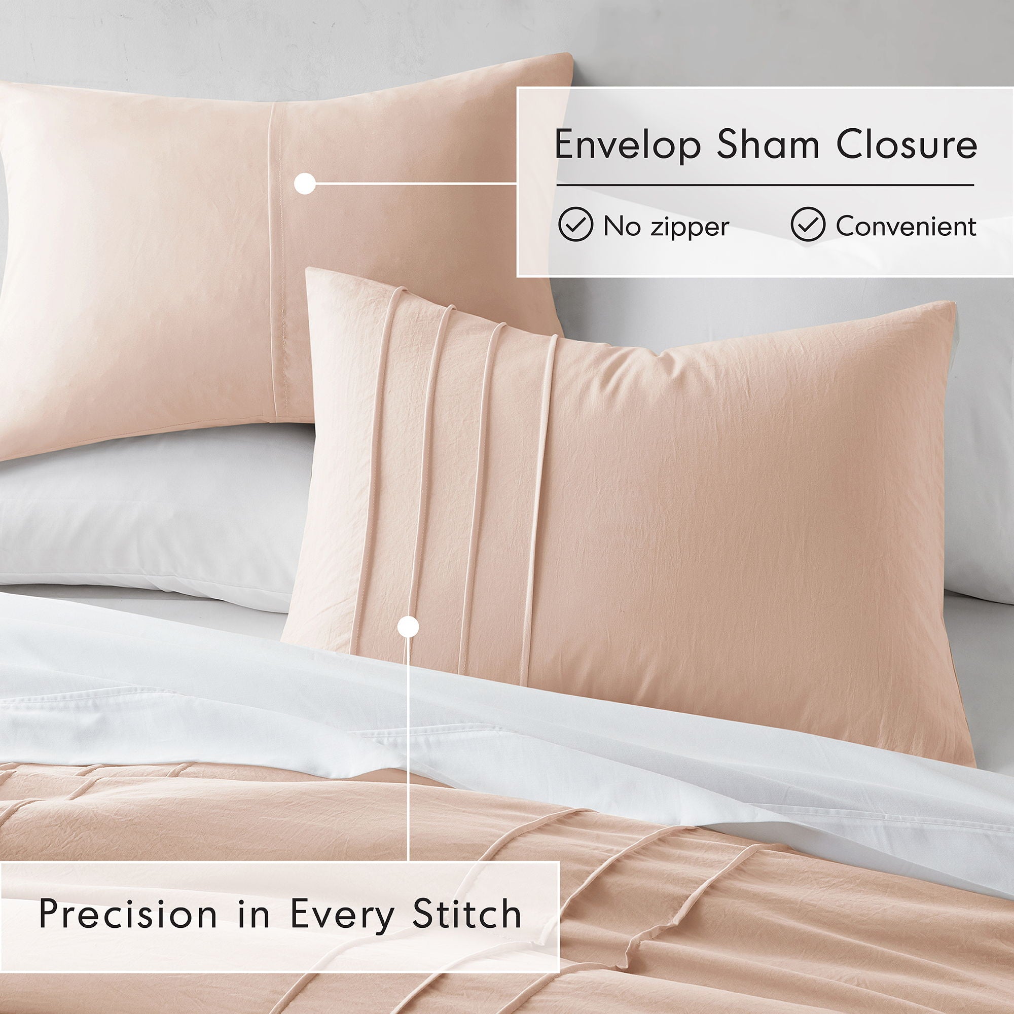 Porter - King Soft Washed Pleated Duvet Cover Set - Blush