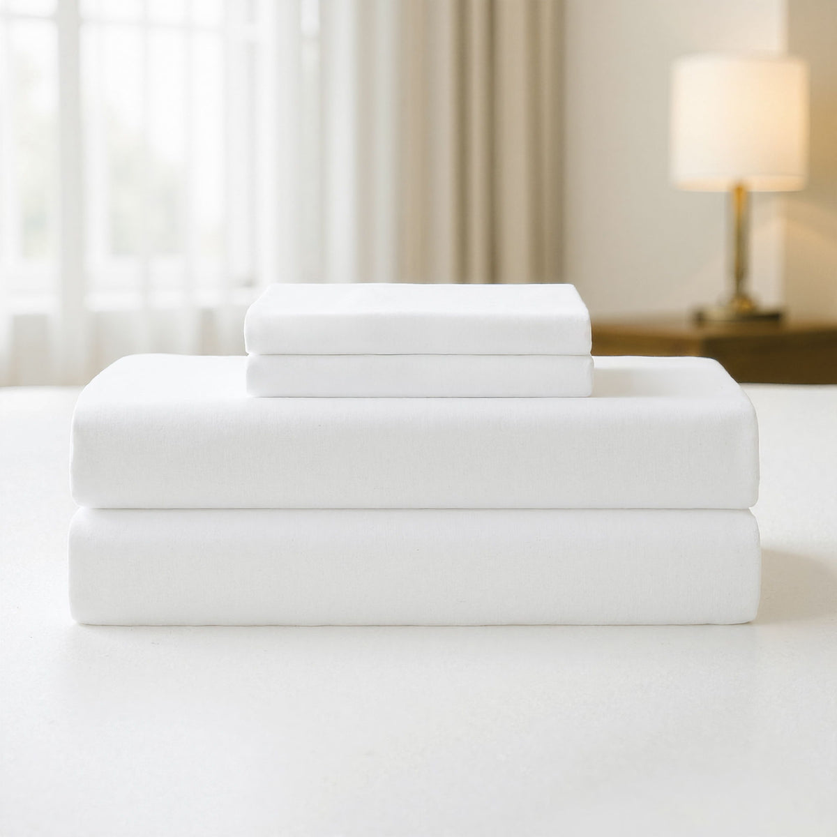 Plain Weave - King Essential Microfiber Sheet Set - Bright White