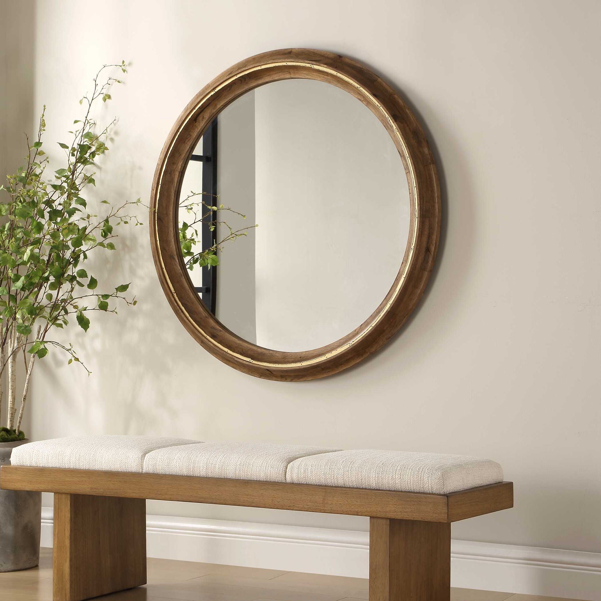 Frontier - Round Wood Mirror - Woodtone