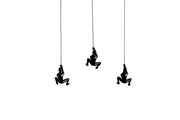 Set of Three Black Resin Climbing Man Hanging Dimensional Sculpture