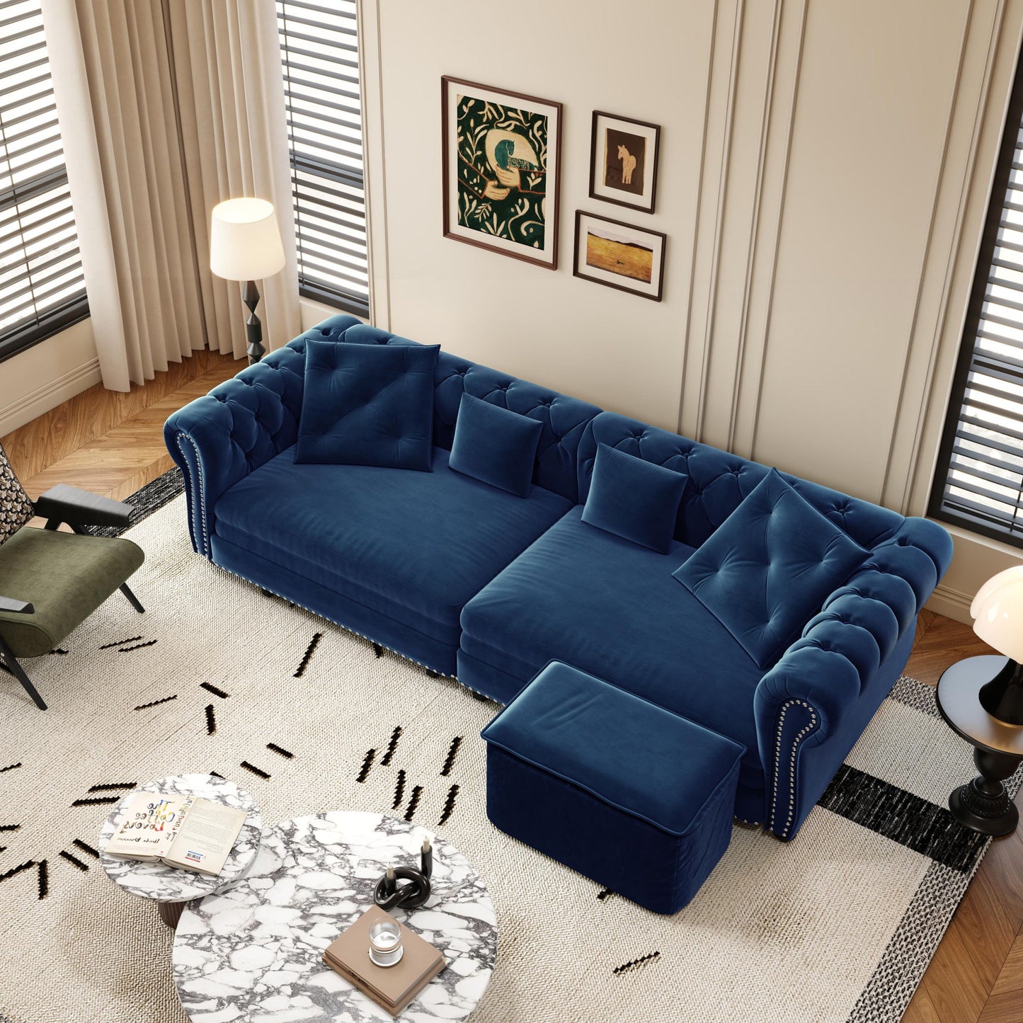 3 In 1 Convertible Sleeper Sofa Bed With Movable Ottoman