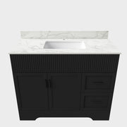 Bathroom Vanity, Fluted Cabinet, Soft Close Doors & Drawers, Single Faucet Hole, Sink Included - Black