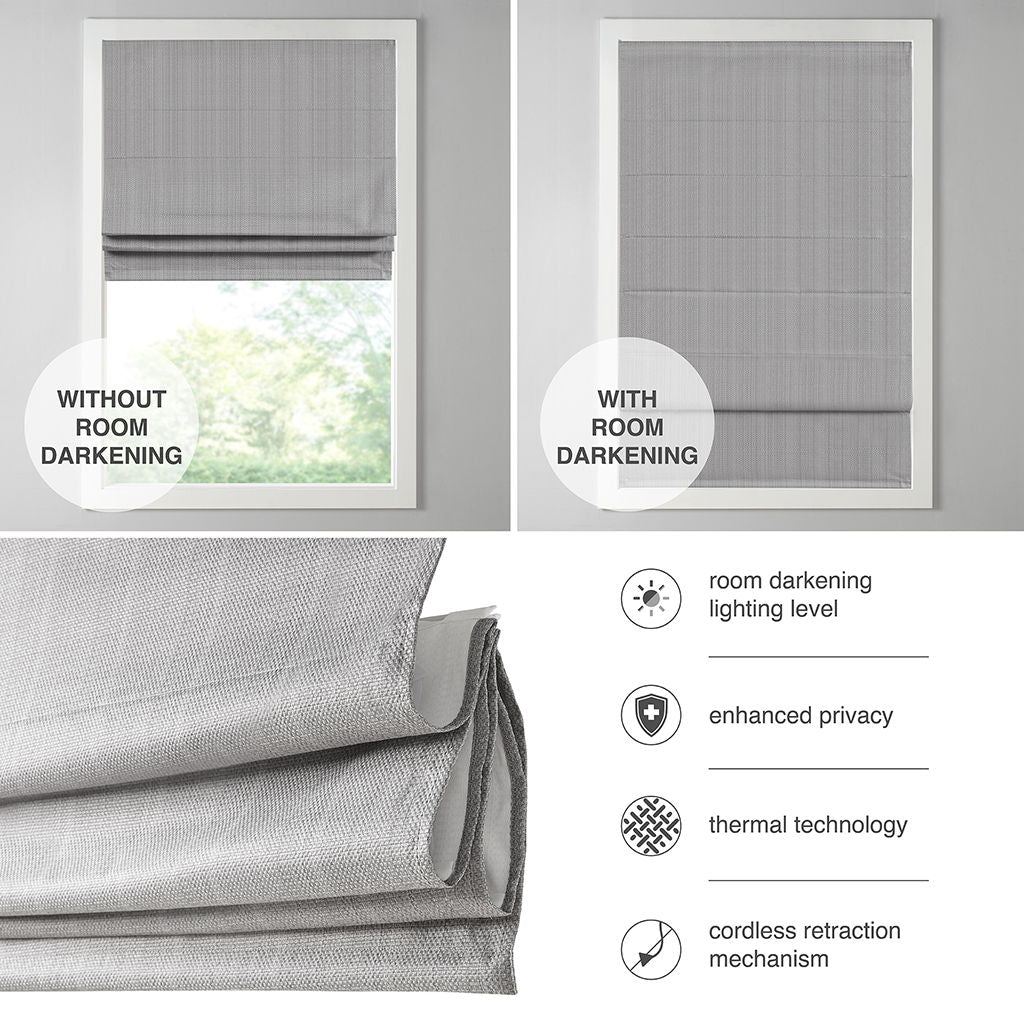 Galen - 27" Basketweave Room Darkening Cordless Roman Shade - White