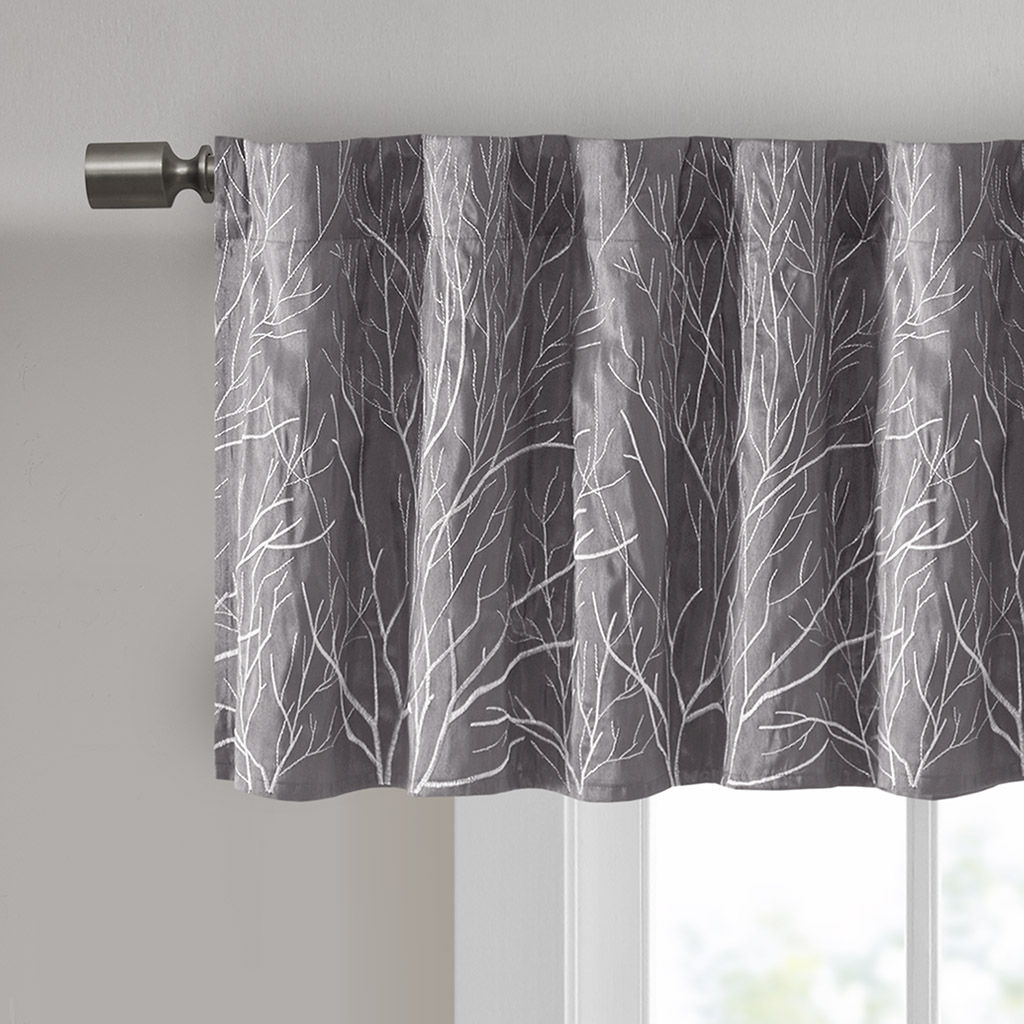 Andora - Embroidered Window Valance - Gray