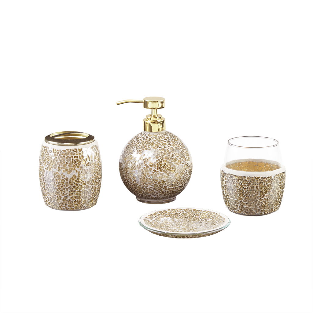 Mosaic - 4 Piece Set Bath Accessory - Gold