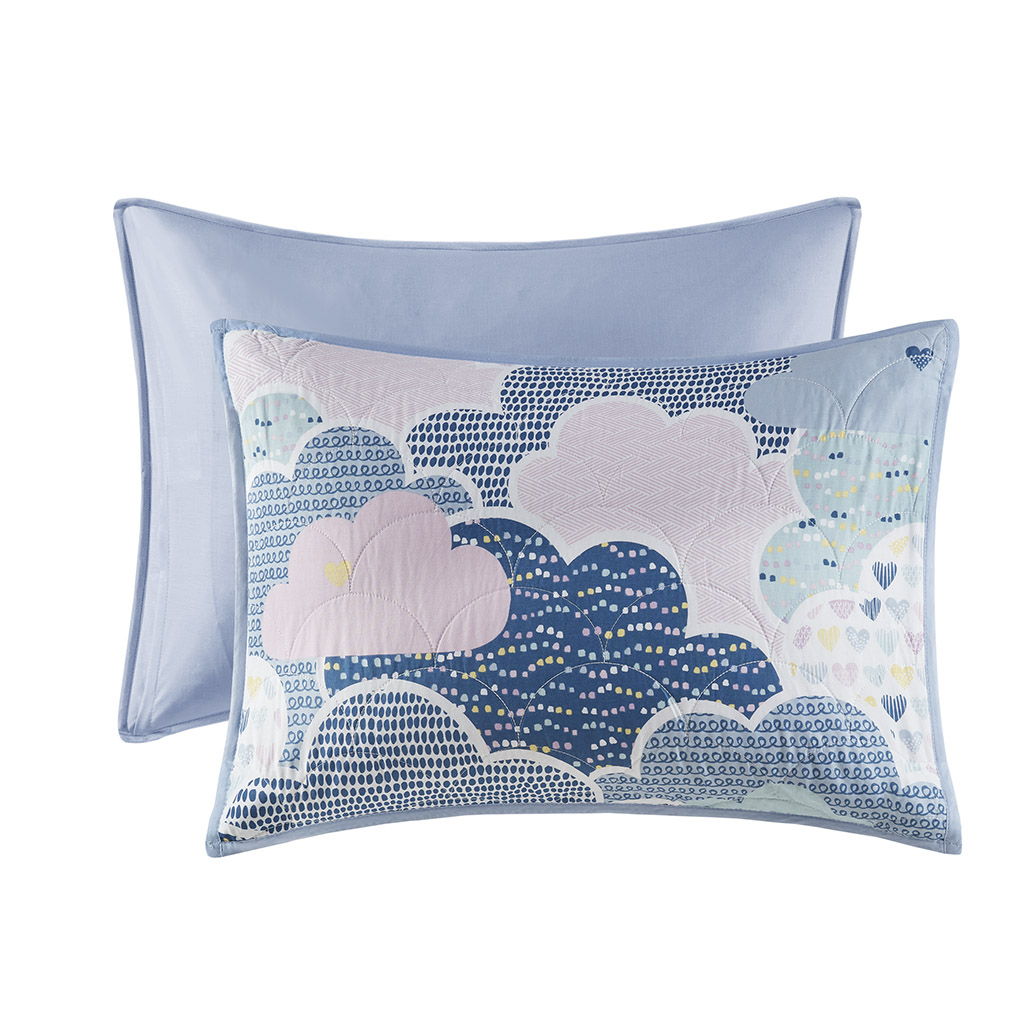 Cloud - Reversible Coverlet Set - Blue