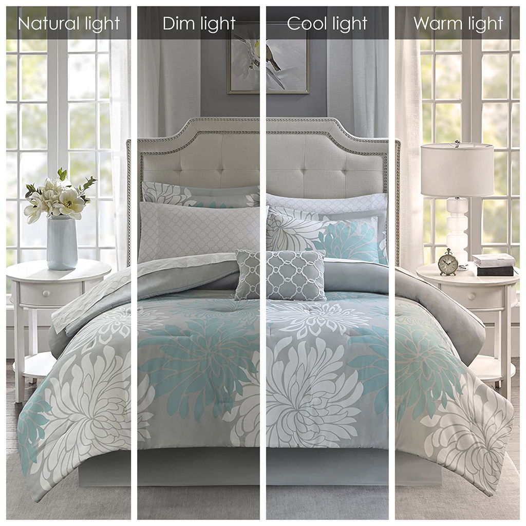 Maible - Queen Complete Comforter And Sheet Set - Aqua