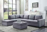 Cassia - 7 Seat Reversible Modular Sectional Sofa With Ottoman - Light Gray