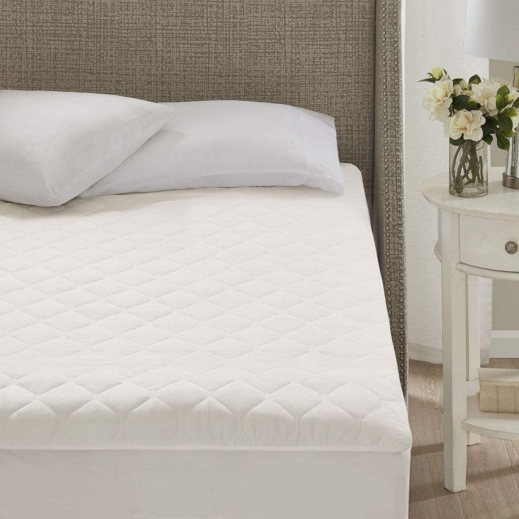 Cotton - Deep Pocket Heated Mattress Pad-20 Heat Settings - White