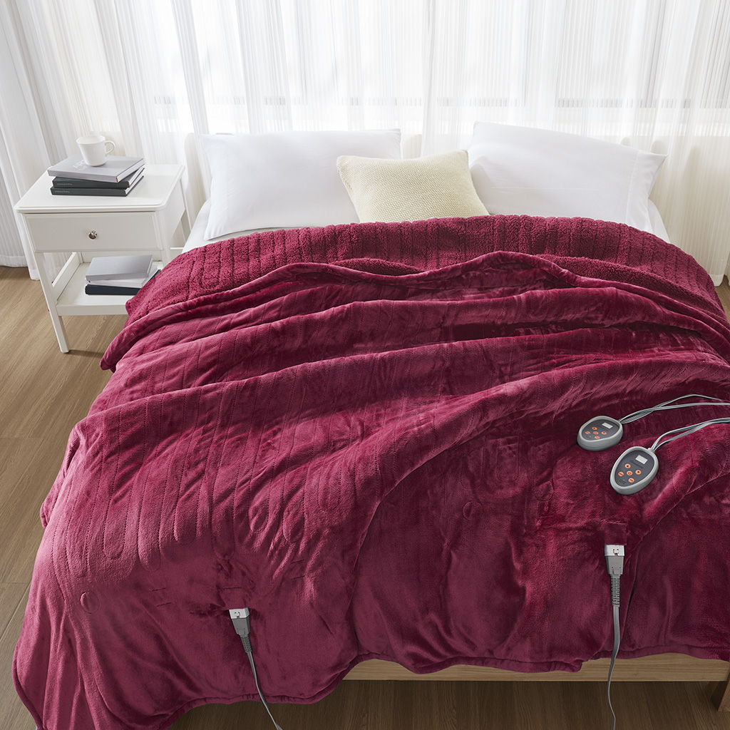 Heated Microlight to Berber - Blanket - Red
