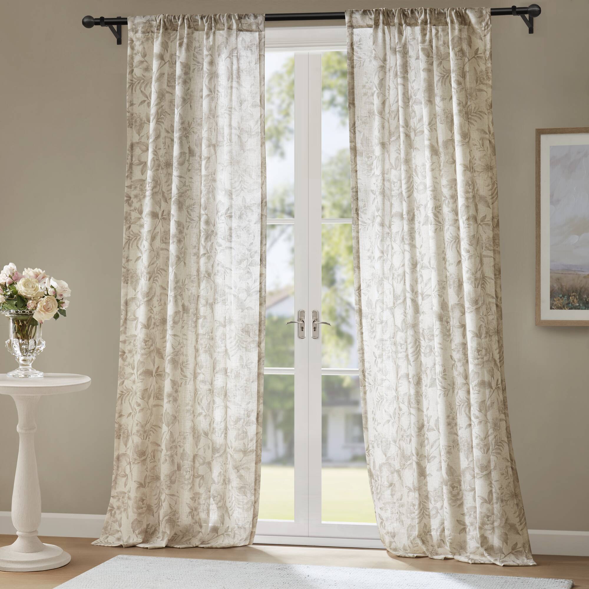 Lana - 42''x84" Floral Window Panel - Neutral
