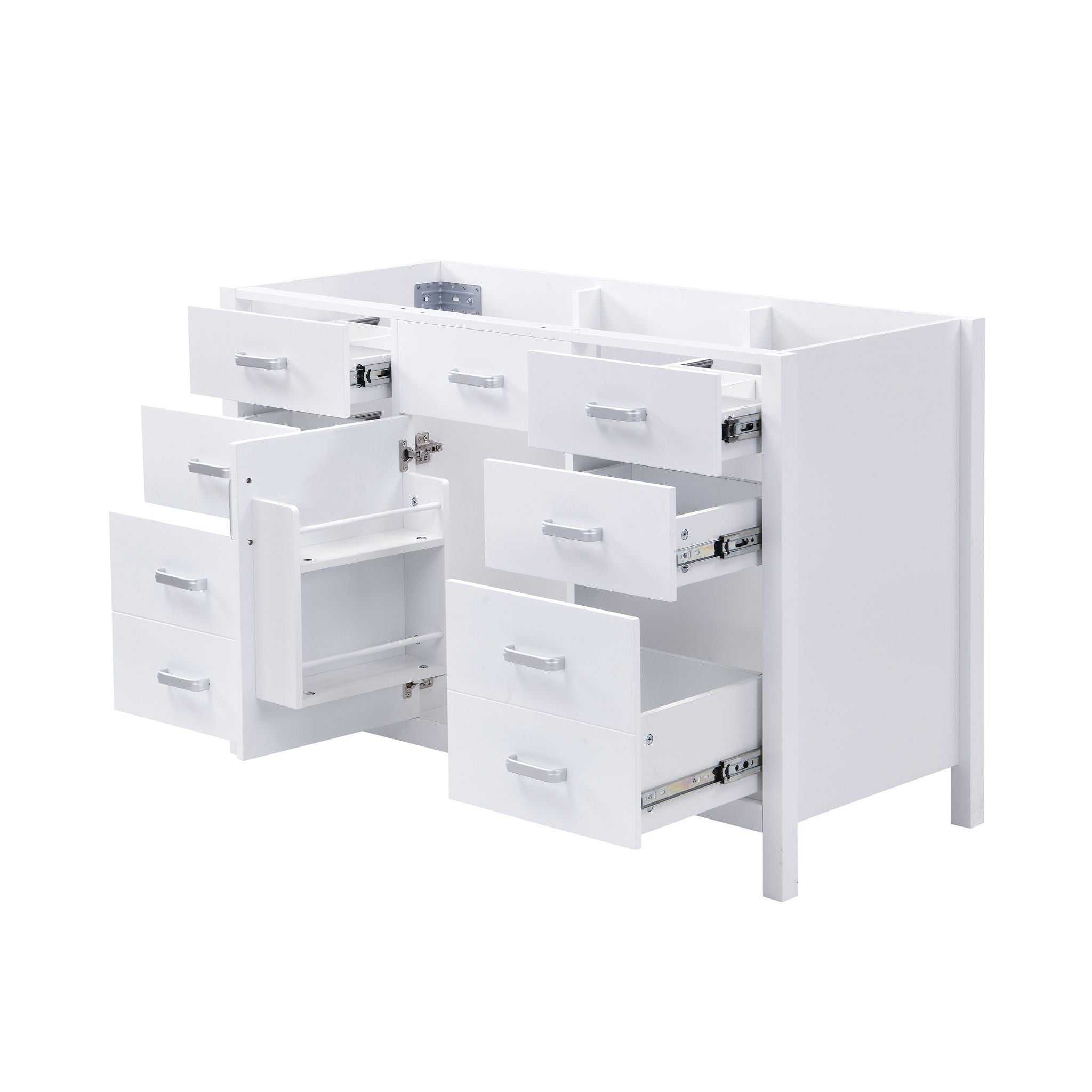 46.5" Modern Bathroom Vanity Cabinet Only, Soft Close Door & 6 Drawers - White