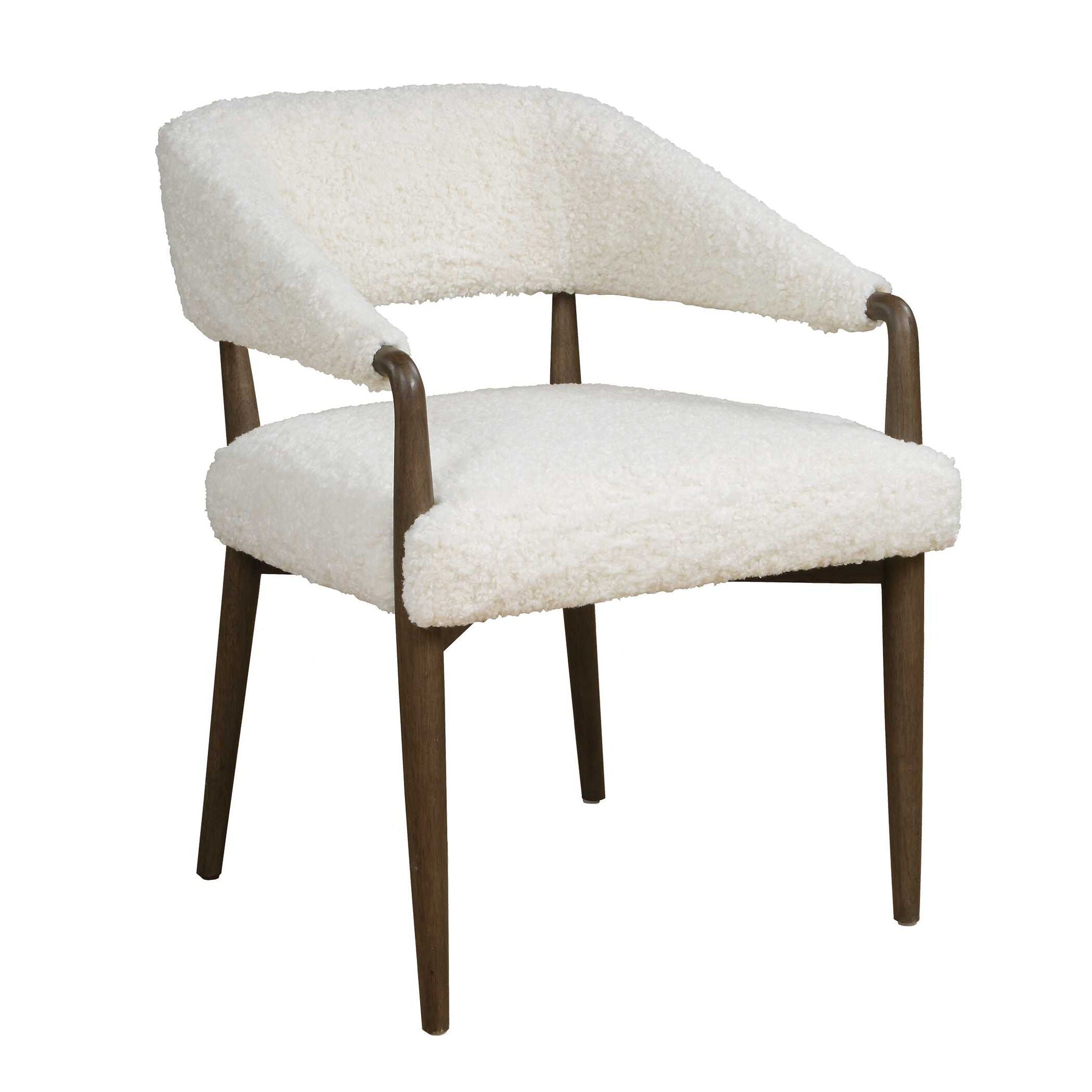 Austell - Shearling Dining Chair - Brown / White