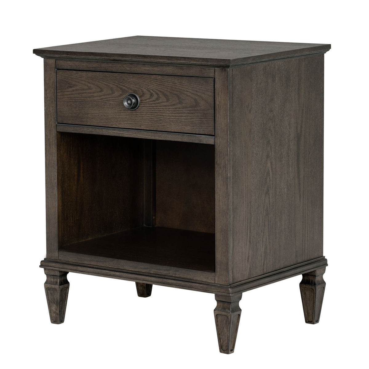 Victoria - One-Drawer Nightstand With Shelf - Antique Brown
