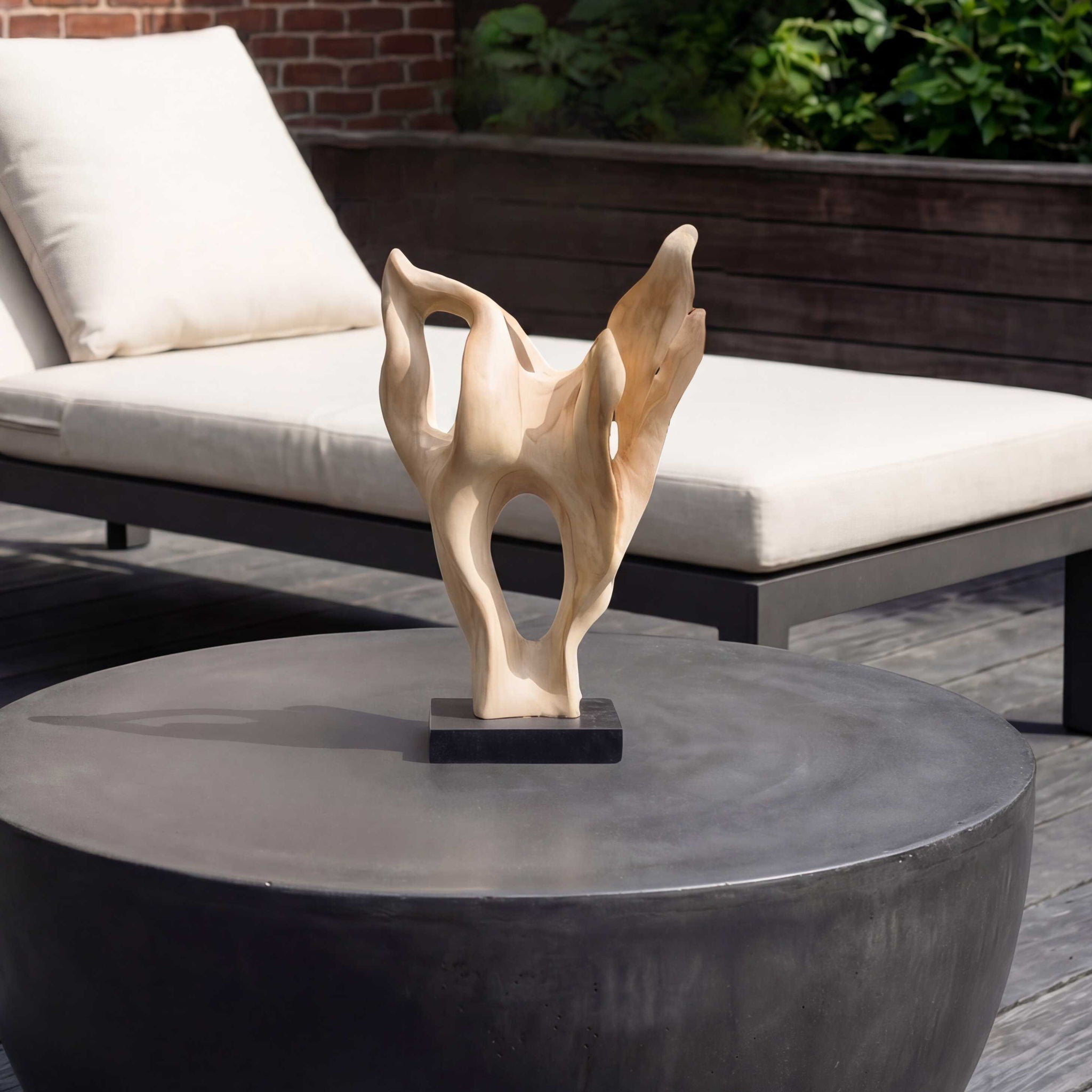 Hollow Form - Indoor-Outdoor Teak Sculpture - Woodtone