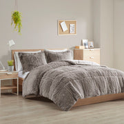 Malea - Twin Shaggy Comforter Mini Set - Gray