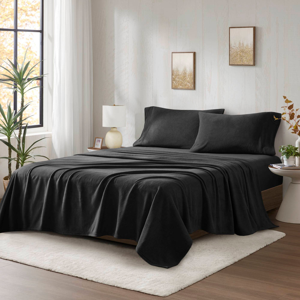 Micro Fleece - Twin Long Sheet Set - Black