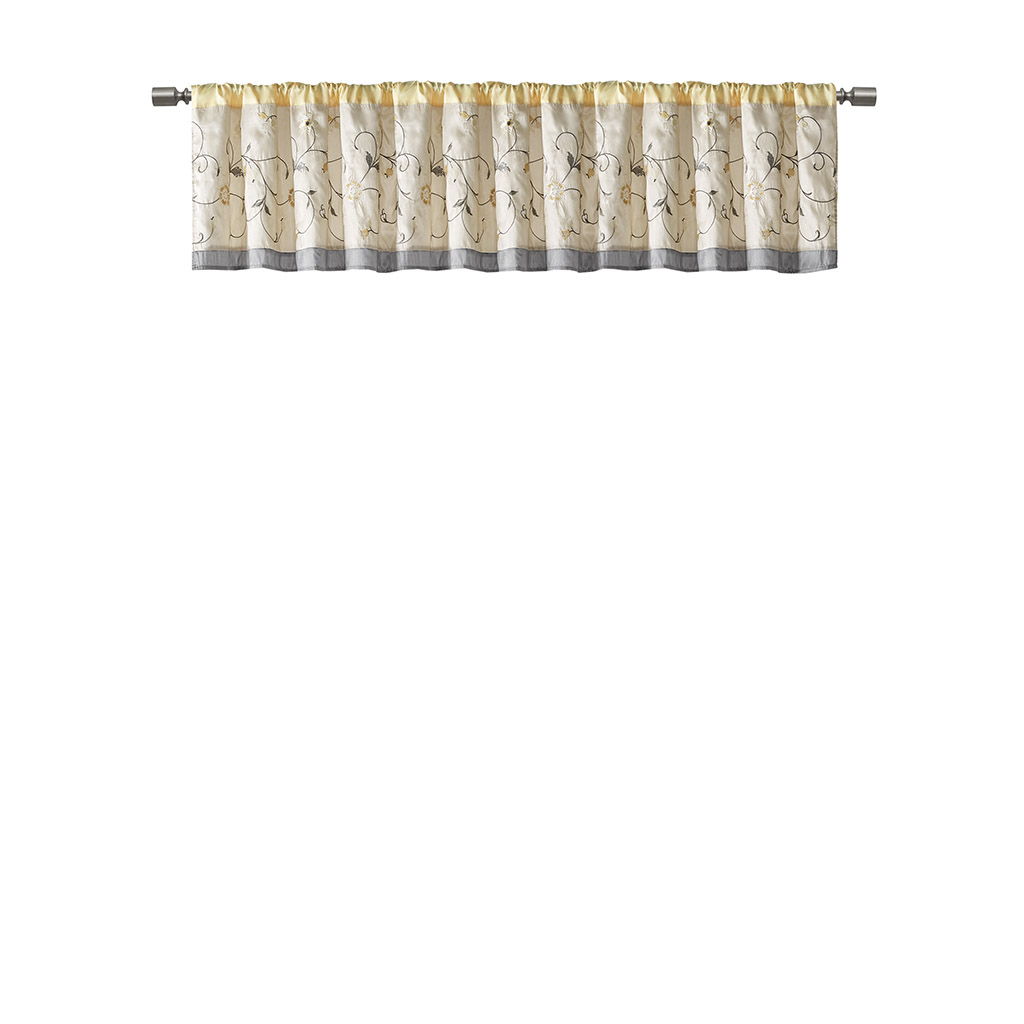 Serene - Embroidered Window Valance - Yellow