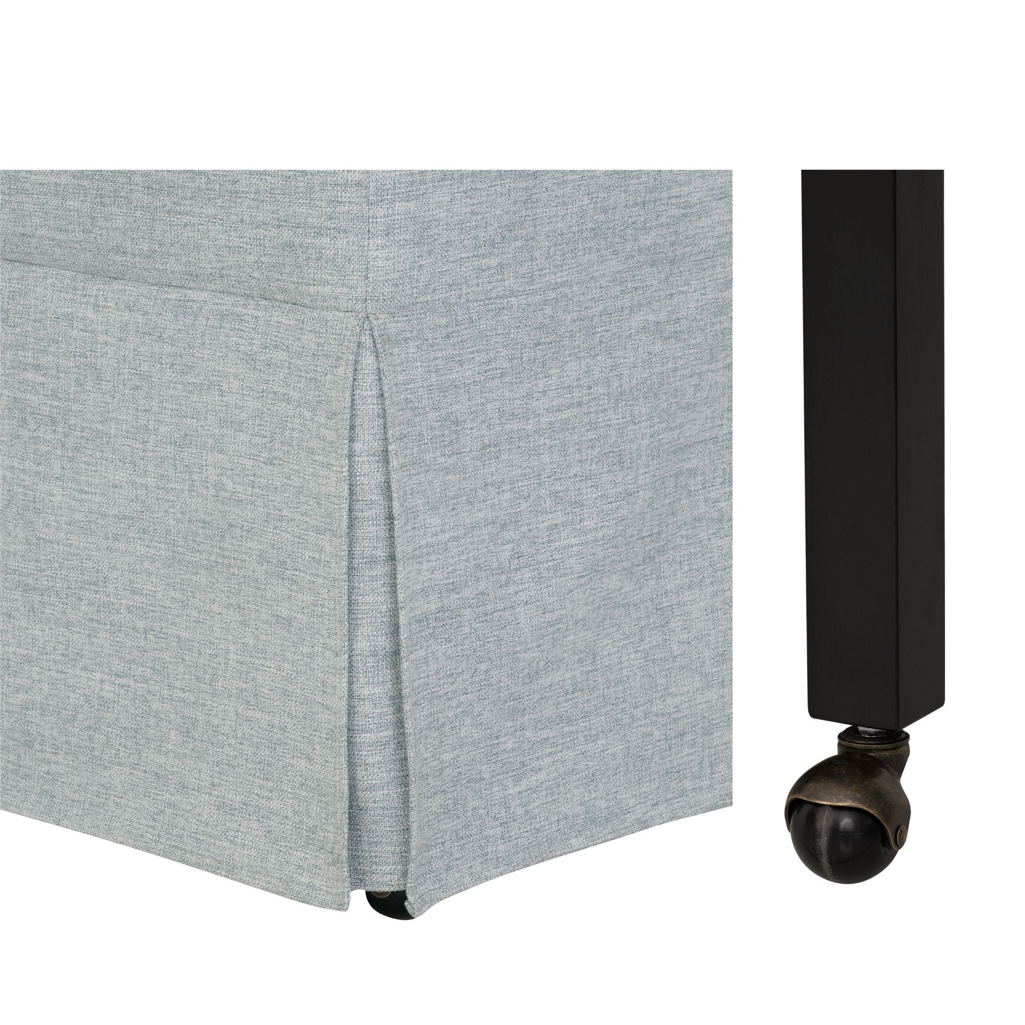 London - Upholstered Skirted Dining Arm Chair With Hidden Casters - Light Blue