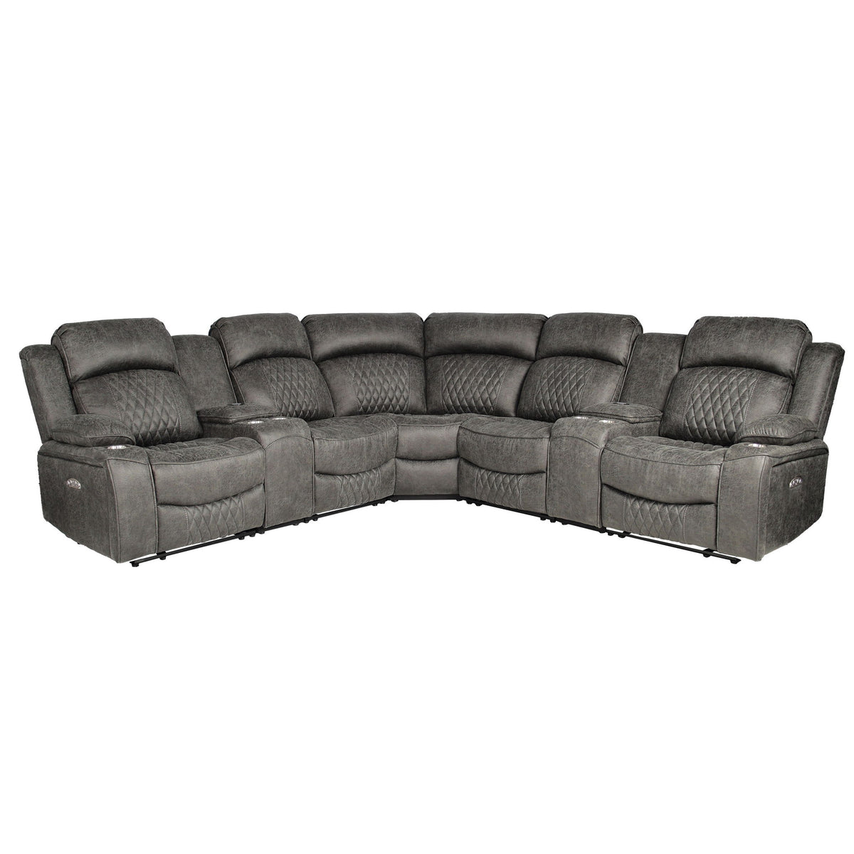 Power Motion Reclining Sectional Set With Console