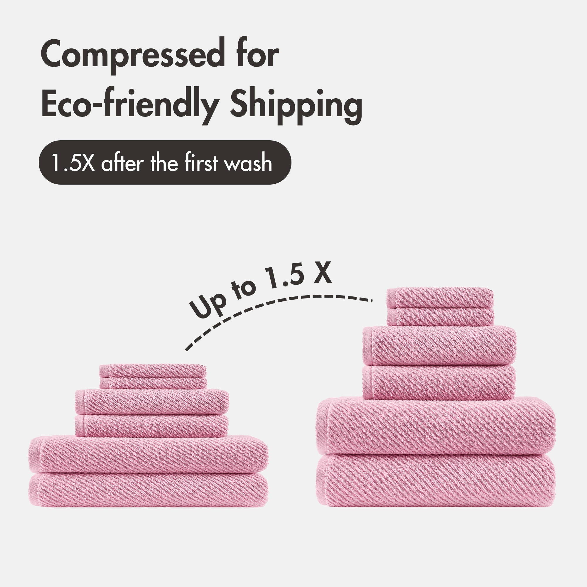 Diagonal Ribbed - 6 Piece Towels Set - Pink