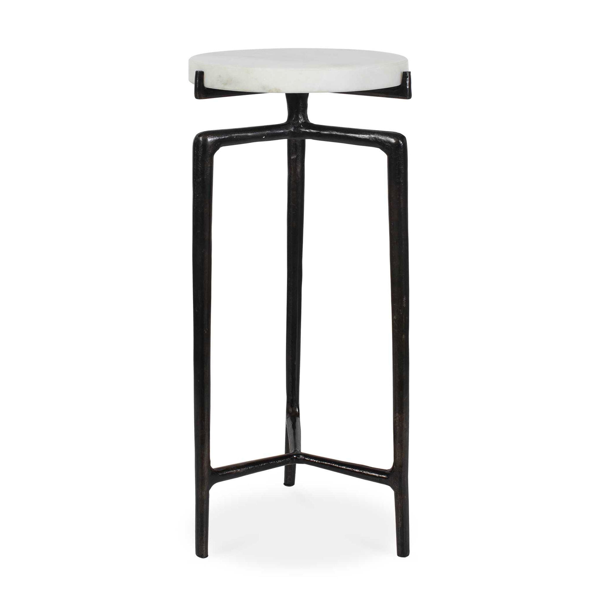 Tobias - Marble Slab Drink Table - Bronze / White