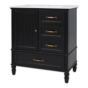 30" Bathroom Vanity With Sink, 3 Drawers, Adjustable Feet