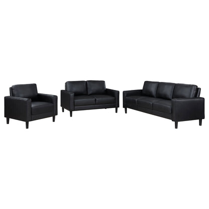Weld 3 Piece Upholstered Track Arm Sofa Set - Black