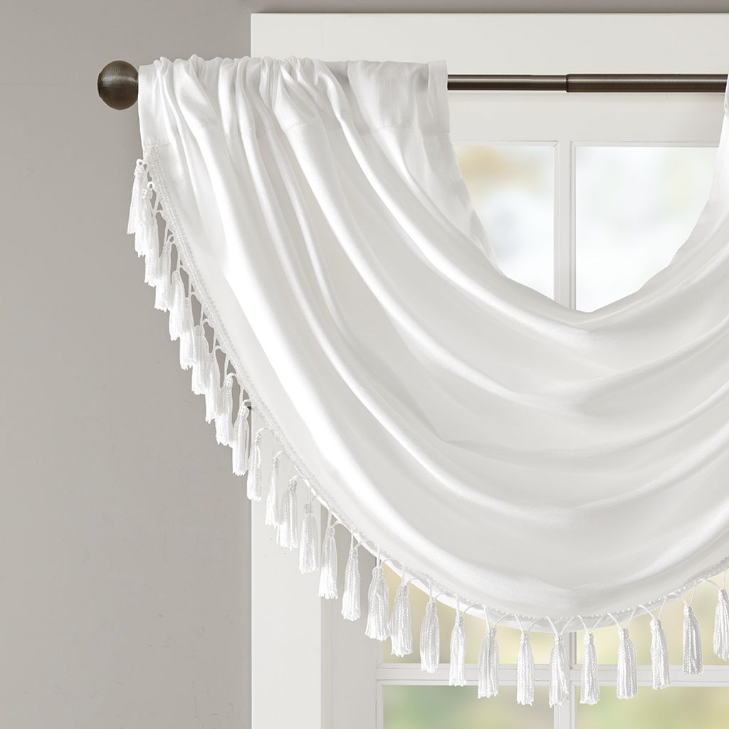Elena - Waterfall Embellished Valance - White