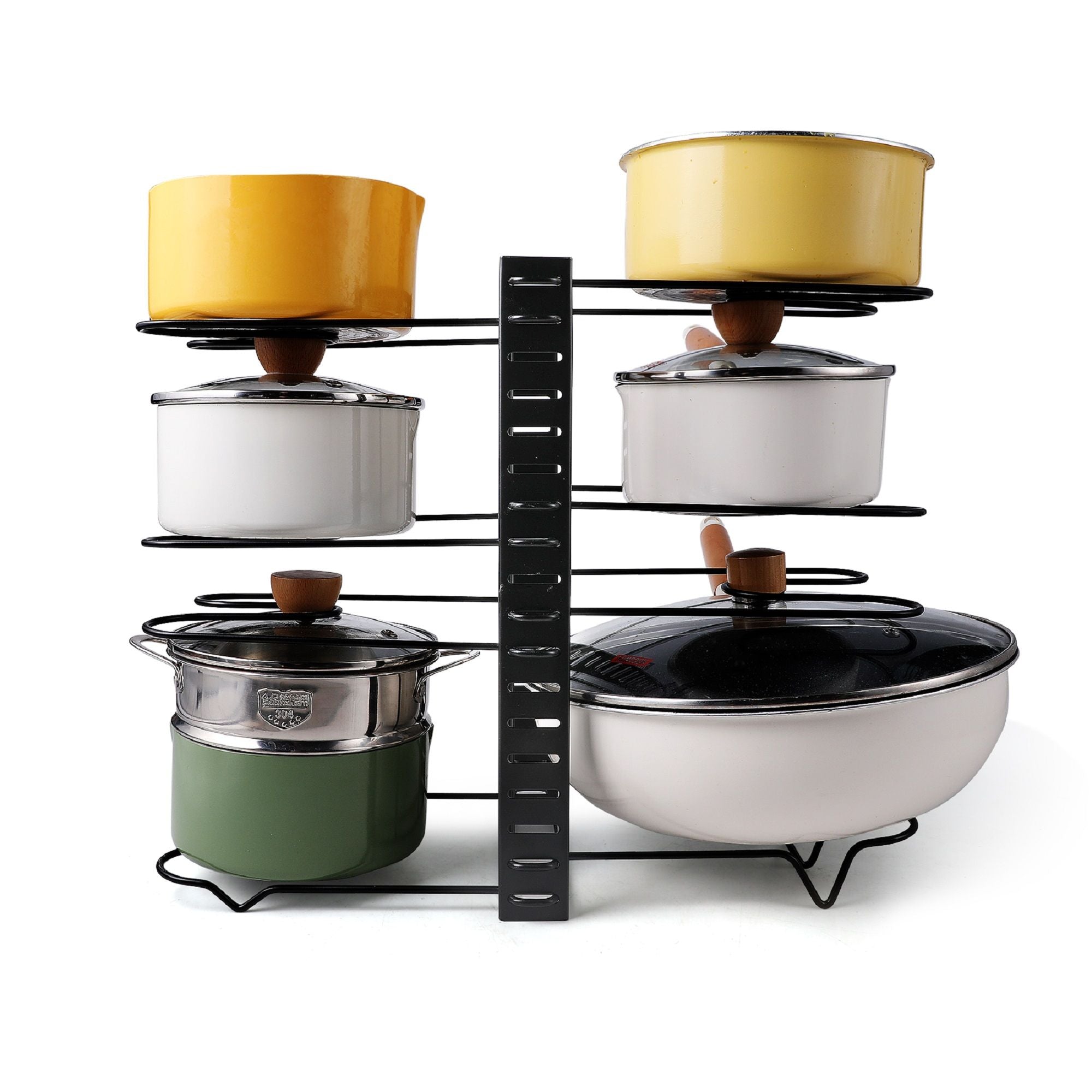 Adjustable Pot Rack Kitchen Storage Organizer - Black