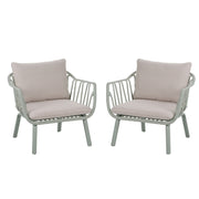 Huron - Outdoor Patio Club Chair (Set of 2) - Beige / Light Green