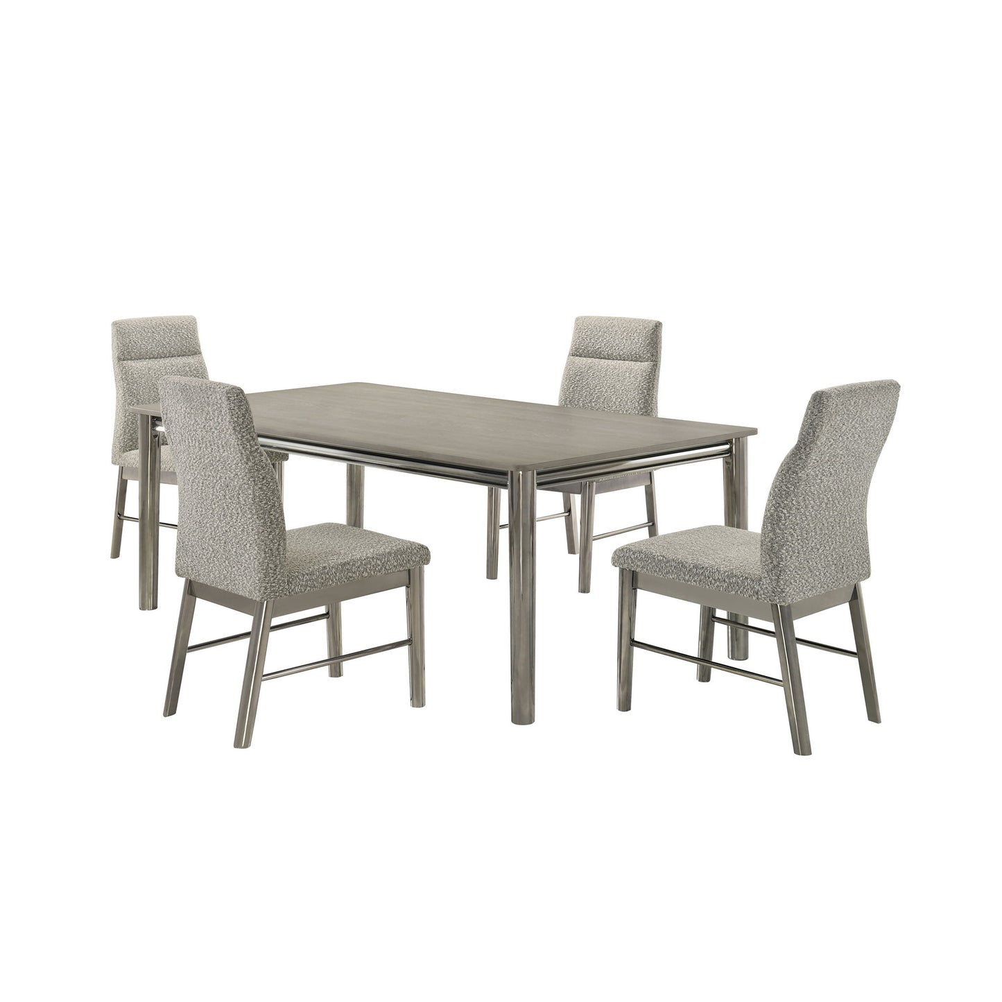 Lennox - 5 Piece Dining Room Set (Dining Table With 4 Chairs) - Gray / Silver