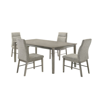 Lennox - 5 Piece Dining Room Set (Dining Table With 4 Chairs) - Gray / Silver
