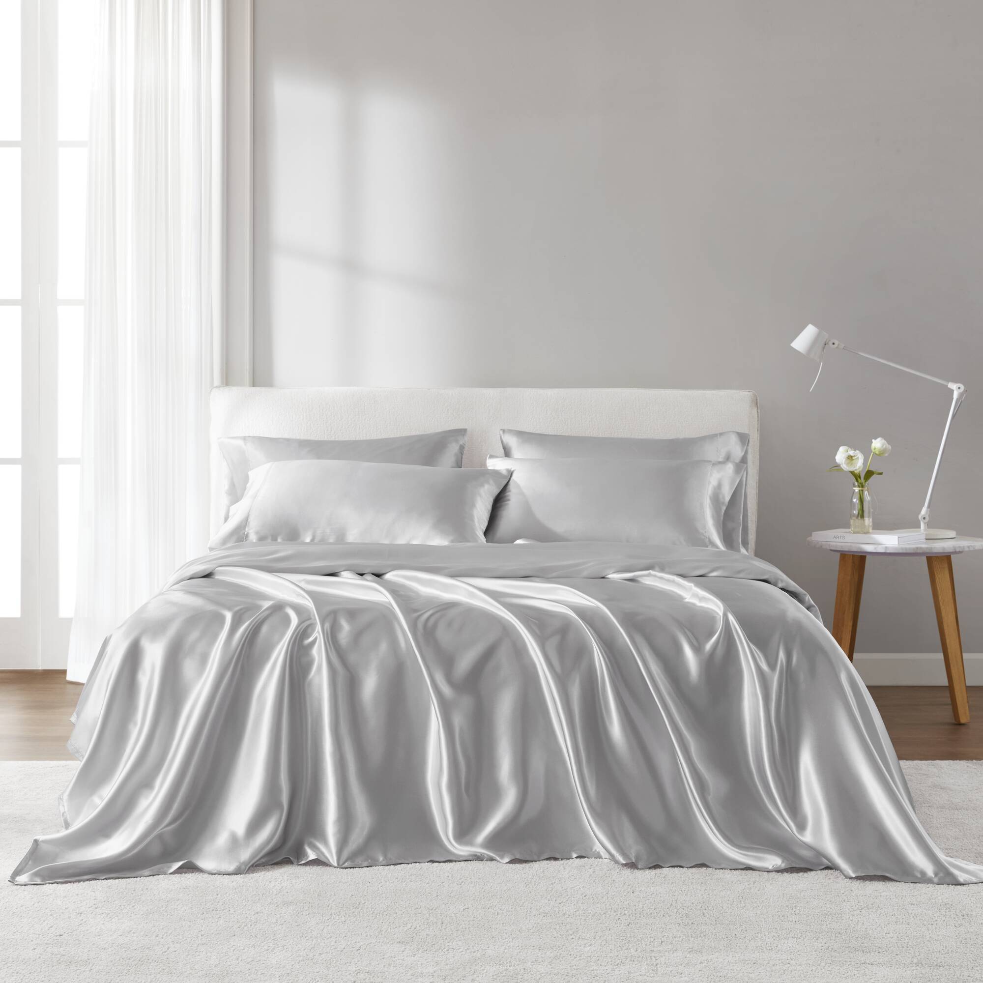 Satin - King Wrinkle Free Luxurious (Set of 6) - Light Gray